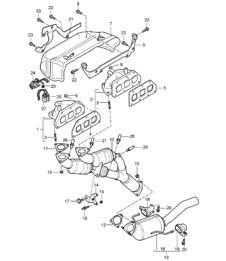 Exhaust system / Exhaust manifold / Catalytic converter (PR:T31) Cayenne 9PA (955) 3.2L 2004>>