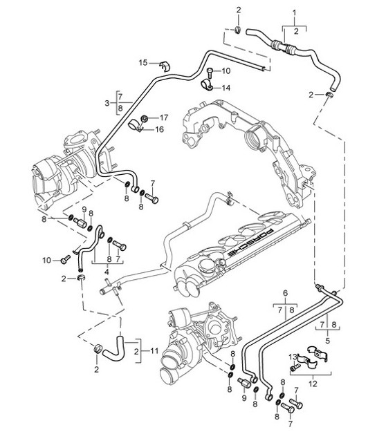 Diagram 202-20 Porsche Boxster 986 2.7L (1999-2002) Brandstofsysteem, uitlaatsysteem