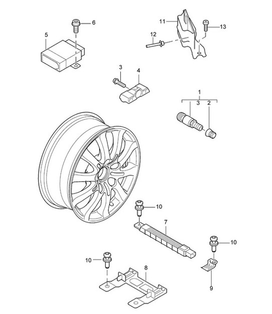 Diagram 601-05 Porsche 991 敞篷车 4S 3.0L（420 马力） 车轮、制动器