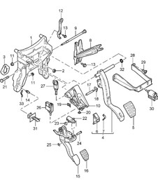 Pedals / Manual transmission (PR:G0L, 6-speed) Cayenne 9PA (955) 2004>>