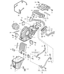 Air conditioner / Single parts (PR:9AH) - Rear  - Cayenne 9PA (955) 2003-06