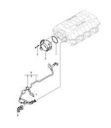 Throttle valve adapter / Tank ventilation (Model: 4801,4851) Cayenne 9PA1 (957) 4.8L 2007-10