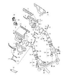 Sistema di scarico / Collettori di scarico / Catalizzatore (PR:D5V) Cayenne 9PA1 (957) 4.8L 2007-10