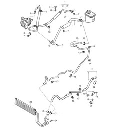 Power steering / Lines / Oil cooler / Differing parts for -PDCC- (PR:D5V,D5Z) Cayenne 9PA1 (957) 4.8L 2007-10