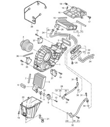 Air conditioner / Individual parts (PR:9AH) - REAR - Cayenne 9PA1 (957) 2007-10