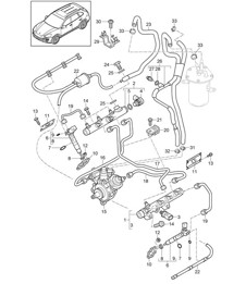 Brandstofverzamelleiding / Brandstofleiding / hogedrukinjector (Model: 059E) Cayenne 92A (958) 3.0L DIESEL &gt;&gt;05/2011