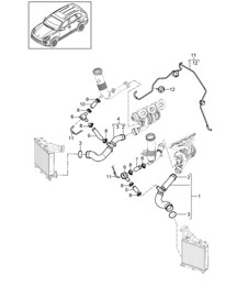 Refroidisseur d&#39;air de suralimentation / Tuyau de pression (Modèle : CURA,CUR, CXZA,CXZ) Cayenne 92A (958) 3.6L 2011-18