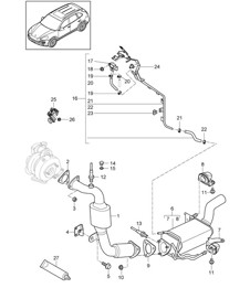 Sistema di scarico / Catalizzatore / Filtro antiparticolato diesel / Linea di controllo (PR:D50,D43, D1V) Cayenne 92A (958) 3.0L DIESEL &gt;&gt;2014