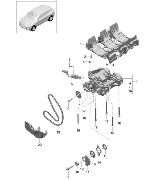 Diagram 104-000 Porsche Boxster 25 Years 718 4.0L PDK (400 Bhp) Engine