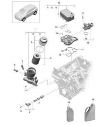 Flangia filtro olio/radiatore olio (Modello: CDUD,CTBA, CTBB,CTBC) 95B.1 Macan 3.0L Diesel 2014-18