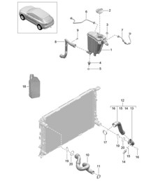 Sistema de enfriamiento de refrigerante / Tanque de expansión de refrigerante (Modelo: CDUD,CTBA, CTBB,CTBC) 95B.1 Macan 3.0L Diesel 2014-18