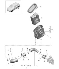 Luftfilter mit Anschlussteilen (Modell: CDUD,CTBA, CTBB,CTBC) 95B.1 Macan 3.0L Diesel 2014-18
