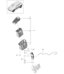 Filtro de aire con piezas de conexión (Modelo: CNCC,CNC, CYNA,CYPA, CYP,CYNB) 95B.1 Macan 2.0L 2014-18