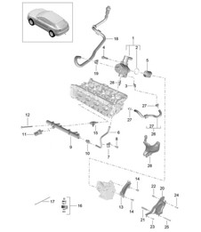 Kraftstoffsammelrohr / Hochdruckinjektor / Hochdruckpumpe (Modell: CNCC,CNC, CYPA,CYP) 95B.1 Macan 2.0L 2014-18
