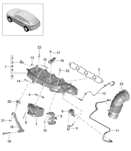 Diagram 107-068 Porsche Boxster S 986 3.2L (1999-2002) Motor