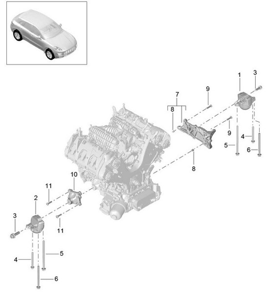 Diagram 109-010 Porsche 卡宴 V6 3.6L 汽油 300Hp 引擎