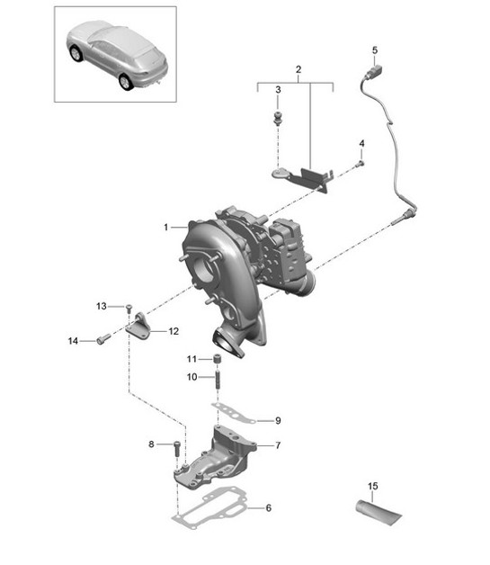 Diagram 202-020 Porsche Cayman GTS 718 4.0L Handgeschakeld (400 pk) Brandstofsysteem, uitlaatsysteem