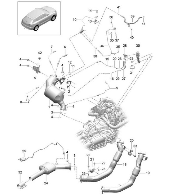 Diagram 202-035 Porsche 991 Carrera 4S 3.0L (420 Bhp) Fuel System, Exhaust System