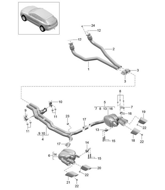 Diagram 202-050 Porsche Panamera 4S V6 涡轮增压 3.0L 4WD（420马力） 