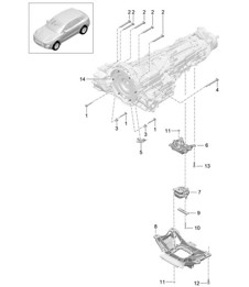 Befestigungsteile für Motor und Getriebe / Getriebeträger (Modell: CDUD,CTBA, CTBB,CTBC) 95B.1 Macan 3.0L Diesel 2014-18