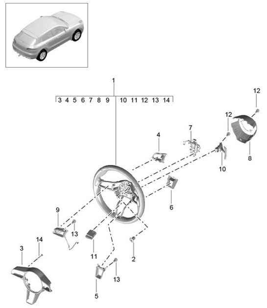 Diagram 403-005 Porsche Boxster 718 2.0L PDK (300 ch) Essieu avant, Direction 