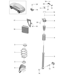Suspensión de muelles de acero / Amortiguador, completo (PR:1BA,1BH) 95B.1 Macan 2014-18