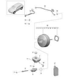 Brake master cylinder / Brake servo / Vacuum line 95B.1 Macan 2014-18