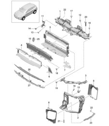 Drager / Koeler voor koelvloeistof / Luchtgeleider en slotdrager 95B.1 Macan 2014-18