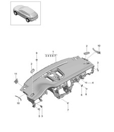 Instrument panel trim / Upper part / with: Fasteners 95B.1 Macan 2014-18