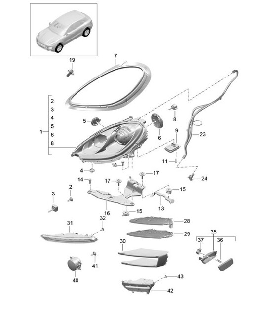 Diagram 905-000 Porsche Macan (95B) MK1 (2014-2018) Electrical equipment