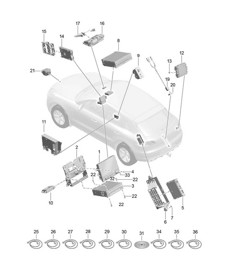 Écran / Ordinateur central / Système de navigation / TV / microphone / Pour véhicules avec équipement multimédia / Compartiment de rangement pour mobile / Caméra / Ligne de connexion 95B.1 Macan 2014-18