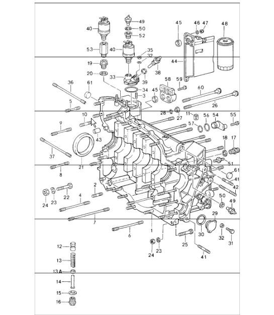 Diagram 101-10 Porsche Boxster 986 2.5L 1997-99 引擎