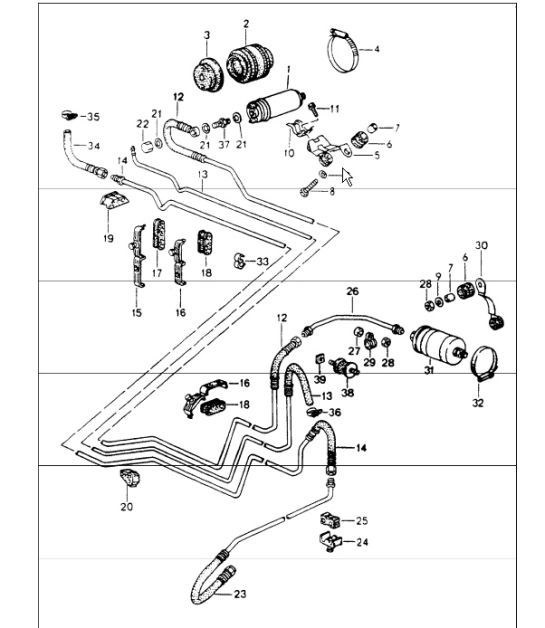 Diagram 201-05 Porsche Boxster T 718 2.0L PDK (300 PS) Kraftstoffsystem, Abgassystem