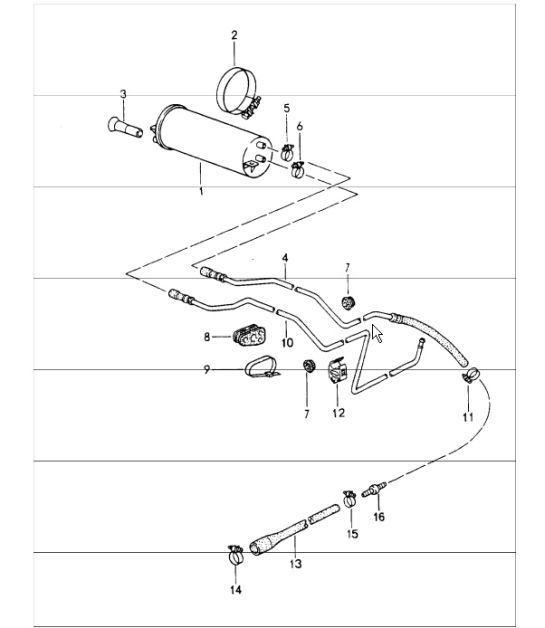 Diagram 201-20 Porsche Macan (95B) MK1 (2014-2018) Système de carburant, système d'échappement