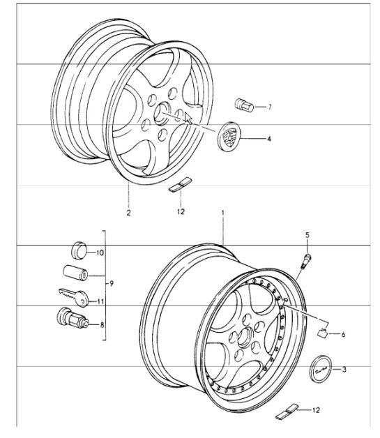 Diagram 601-05 Porsche Boxster 986 2.7L 1999-02 Wheels, Brakes