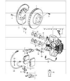 disc brake rear axle 964 CARRERA 2 and TURBO-LOOK CARRERA 2 1992 ONWARDS
