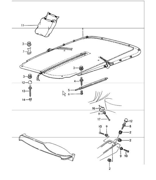tonneau cover 964 CABRIO 198994 Porsche Parts Diagrams Design 911