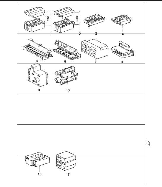 connector housing 8-pole and  9-pole 964 1989-94