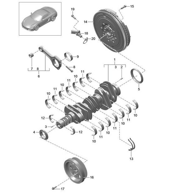 Diagram 102-000 Porsche Cayman 718 2.0L Manual (300Bhp) Motor