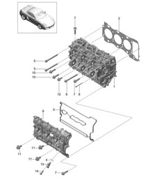 Cilinderkop met: Kleppen / Cilinderkoppakking / Kleppendeksel 981 Boxster / Boxster S 2012-16