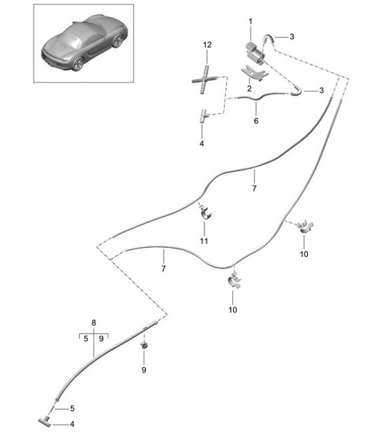 Diagram 202-015 Porsche Cayenne MK1 (955) 2003-2006 Sistema di alimentazione, sistema di scarico