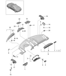 Zubehör / Instrumententafelverkleidung / Oberteil 981 Boxster / Boxster S 2012-16