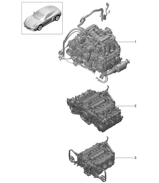 Diagram 101-000 Porsche Boxster 718（982） 2017 年>> 引擎