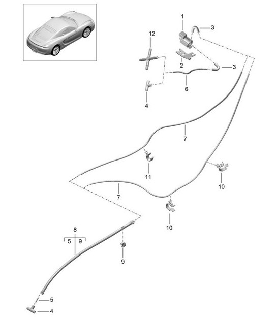 Diagram 202-015 Porsche 997 MKII GT3 2010>> Sistema di alimentazione, sistema di scarico