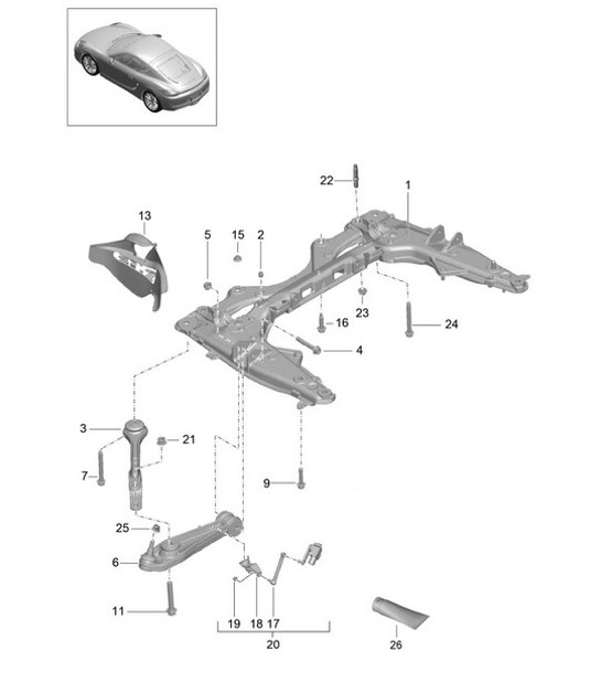 Diagram 401-000 Porsche Boxster Spyder 3.8L 2016 前轴、转向 