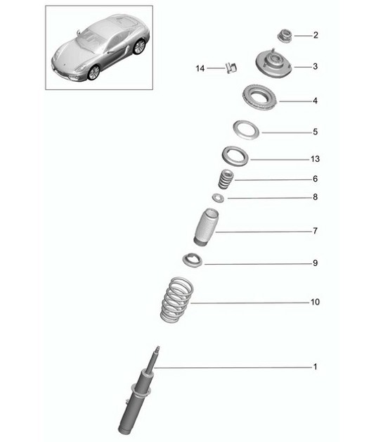Diagram 402-000 Porsche Cayman 2.9L 987C MKII 2009-12 Front Axle, Steering 