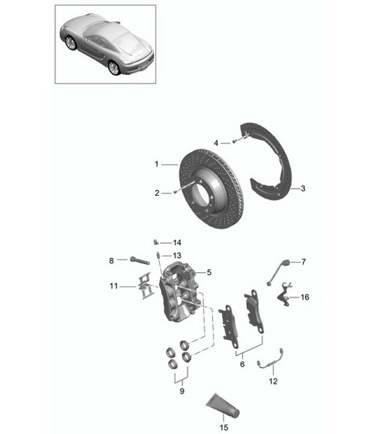 Diagram 603-000 Porsche Boxster 986/987/981 (1997-2016) Ruote, freni