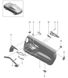 Panneau de porte / Accessoires / Garniture / Aluminium brossé (PR:XWD,981, -788) 981C Cayman / Cayman S 2014-16