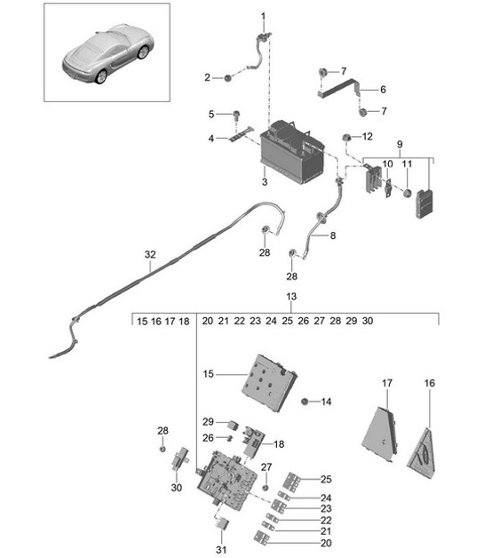 Diagram 902-006 Porsche Boxster GTS 718 4.0L Manual (400 CV) Equipo eléctrico