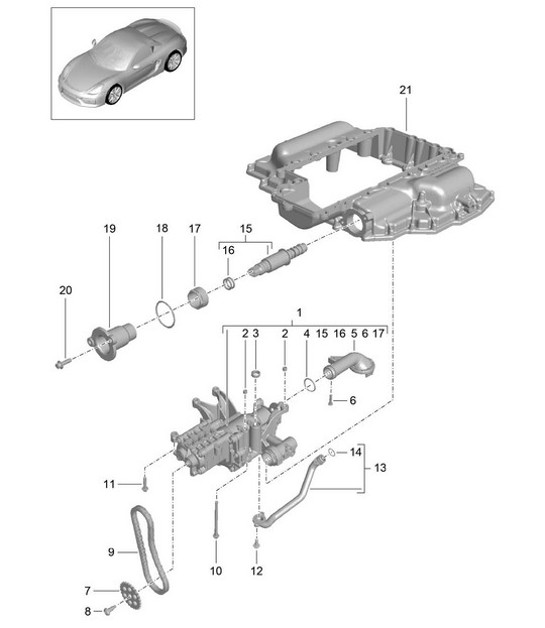 Diagram 104-000 Porsche Cayman 987C/981C（2005-2016 年） 引擎